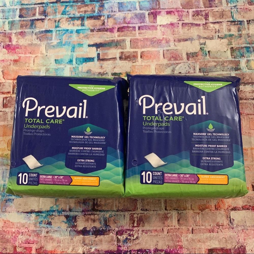 Prevail Total Care Underpads disposable bed pads XL 30x30 inches 20 counts